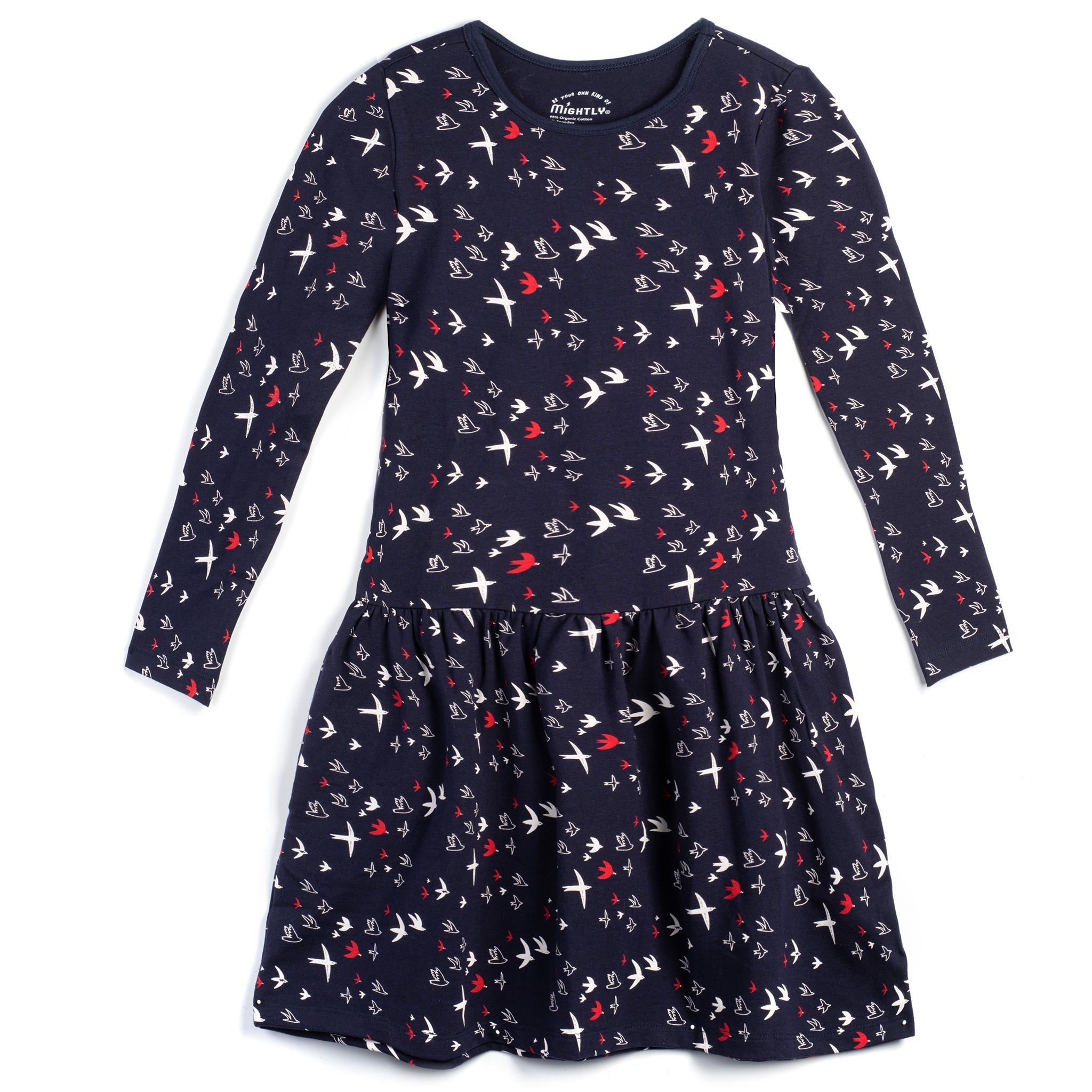 Organic Cotton Long Sleeve Drop Waist Dress FINAL SALE