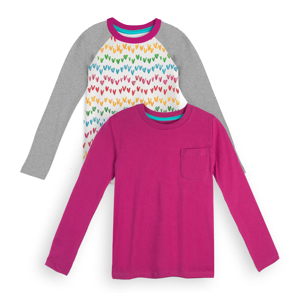 Organic Cotton Girl Shirts - Long Sleeve Tee 2 Pack - FINAL SALE