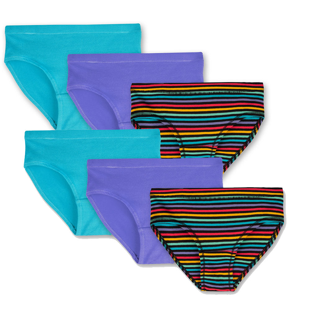 Panties pack of 5 organic cotton soft waistband college stripes  multicolored - 95/5