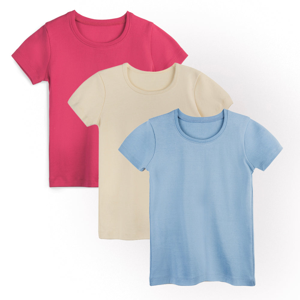 Organic Cotton Kids Rib Knit Short Sleeve Tee 3-Pack