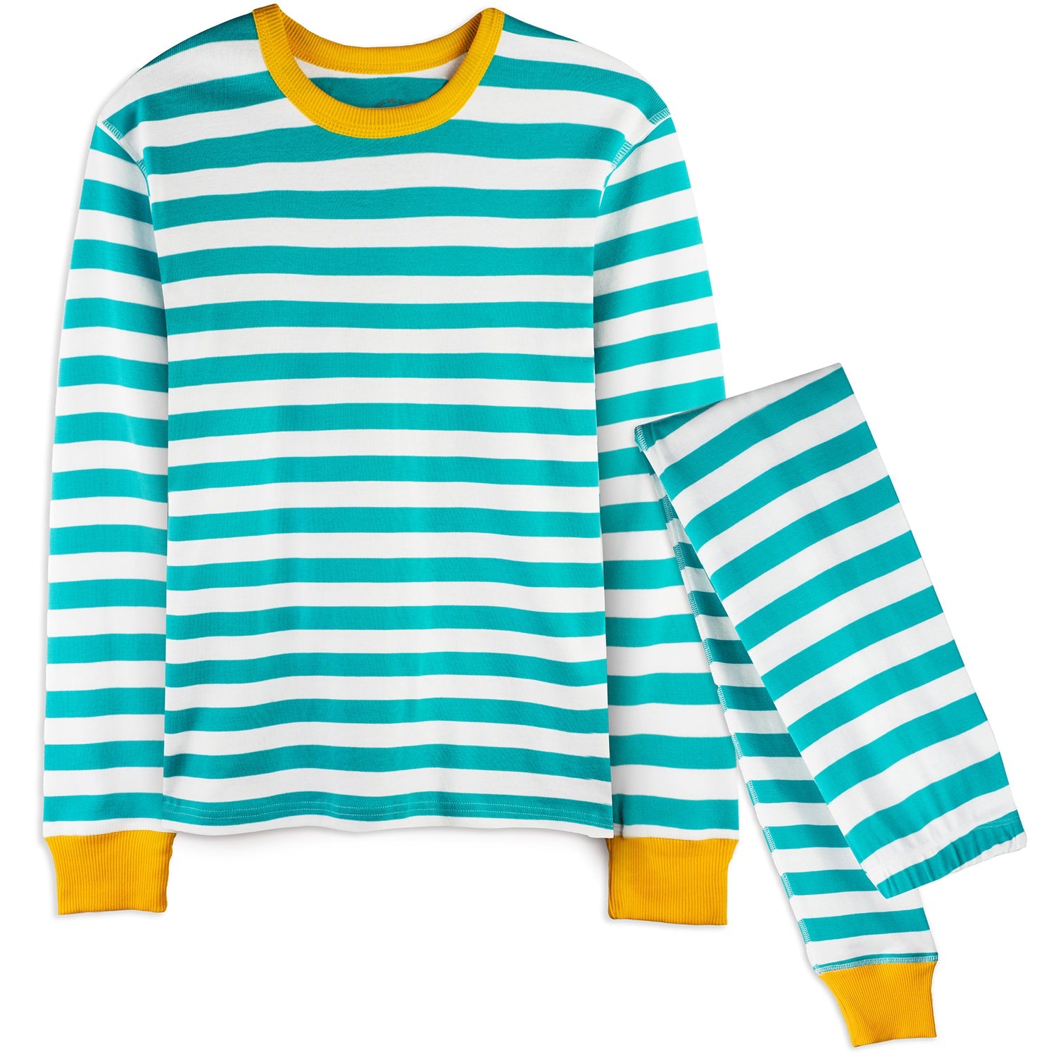 Comfortable teal-striped pajamas for adults - Ideal nightwear for parents