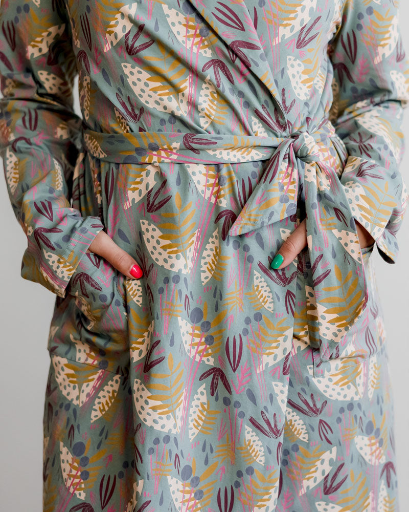 Organic Cotton Women’s Lounge Robe in Whimsy