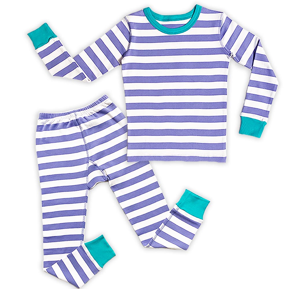 100% Organic Cotton Long Sleeve Pajamas for Kids: Stripes