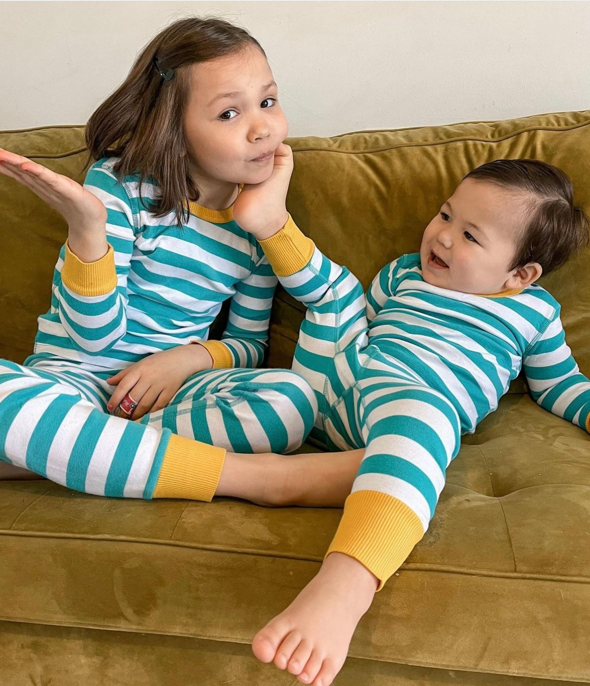 100% Organic Cotton Long Sleeve Pajamas for Kids: Stripes