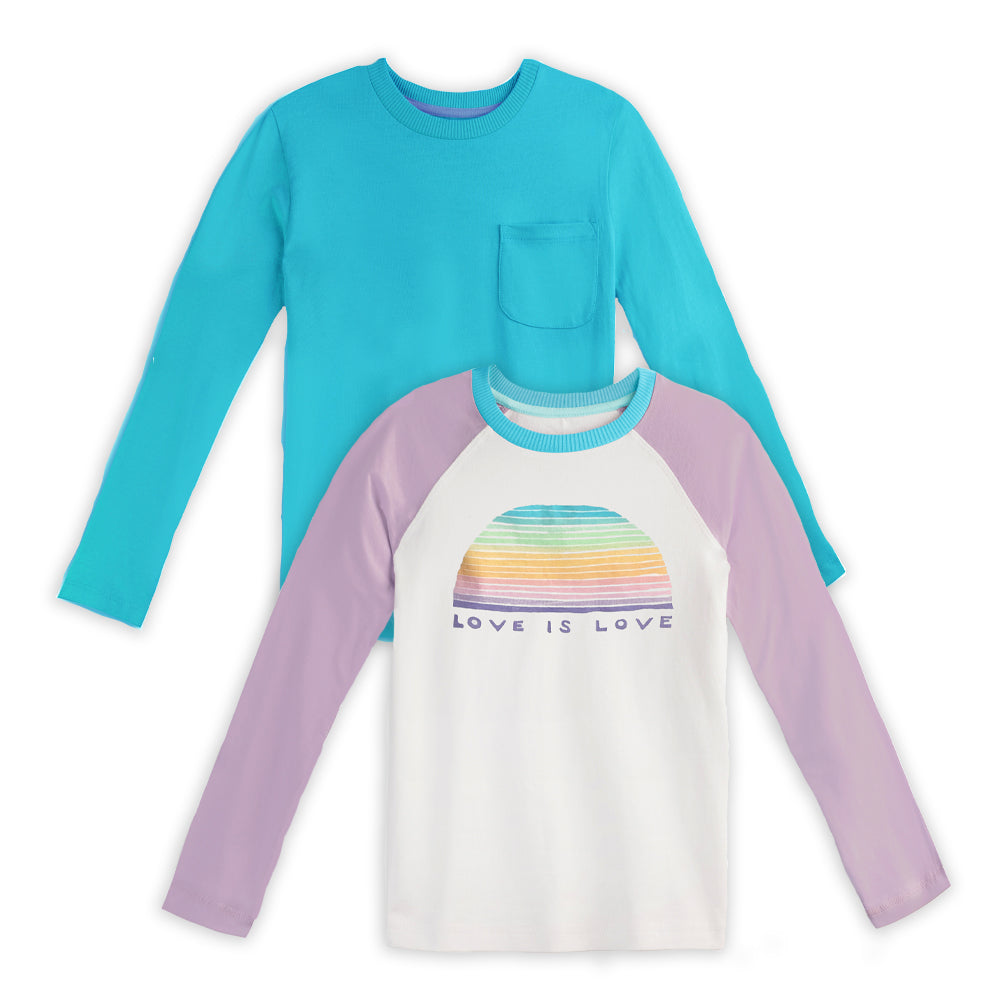 Organic Cotton Girl Shirts - Long Sleeve Tee 2 Pack - FINAL SALE