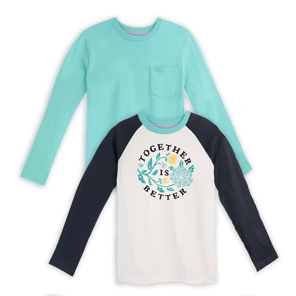 Organic Cotton Girl Shirts - Long Sleeve Tee 2 Pack - FINAL SALE