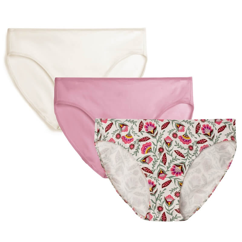 Organic Cotton Women's Evolve Underwear 3-Pack - Folk Floral Combo