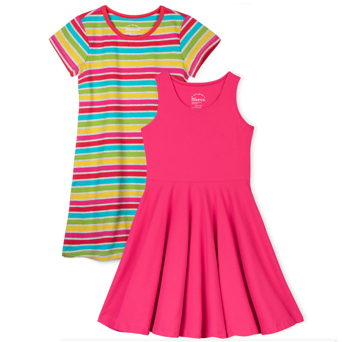 Pre-owned Pink | Gray Stripe Dress size: 4-5T