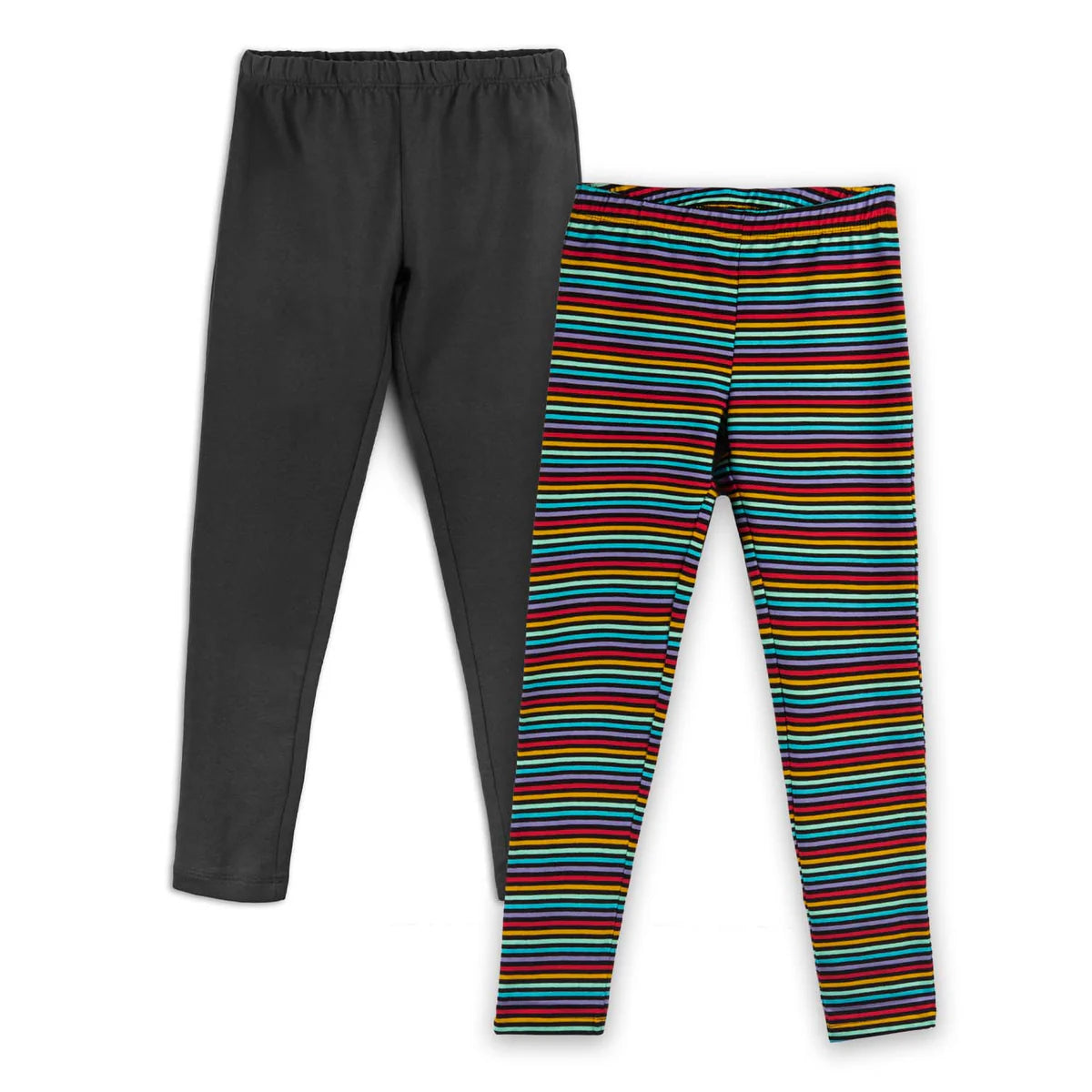 Pre-owned Black | Rainbow Stripe Leggings size: 6-14 Years