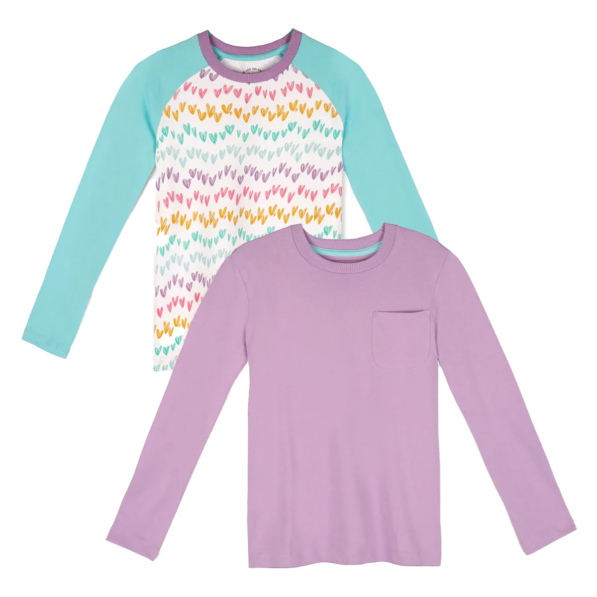 Pre-owned Purple | White Hearts Long Sleeve T-Shirt size: 6-14 Years