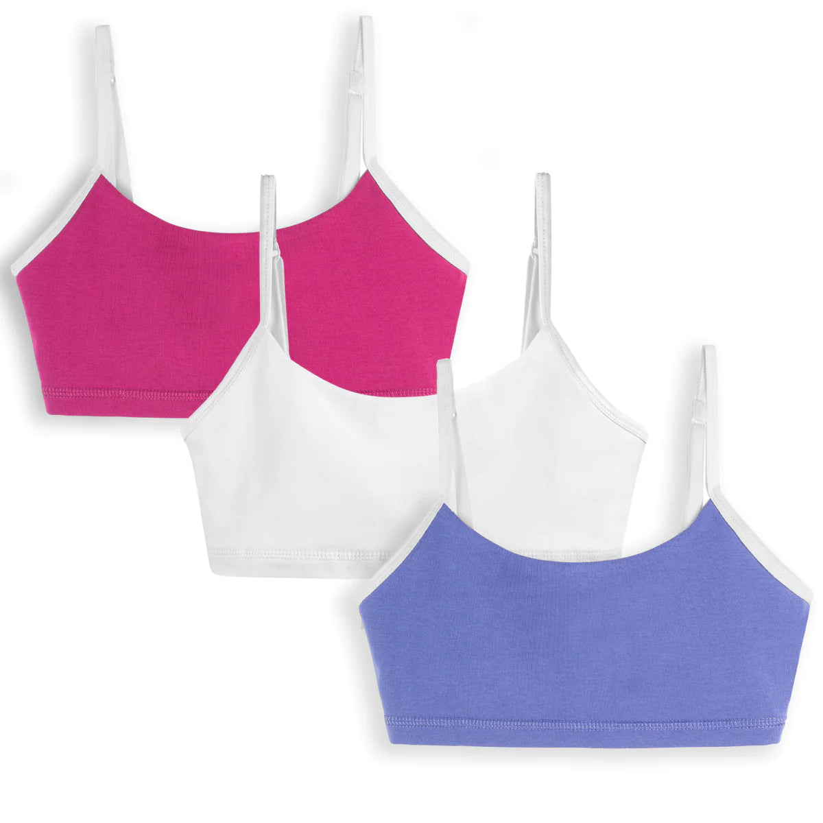 Pre-owned Rasberry | White | Periwinkle Bralette size: 6-14 Years