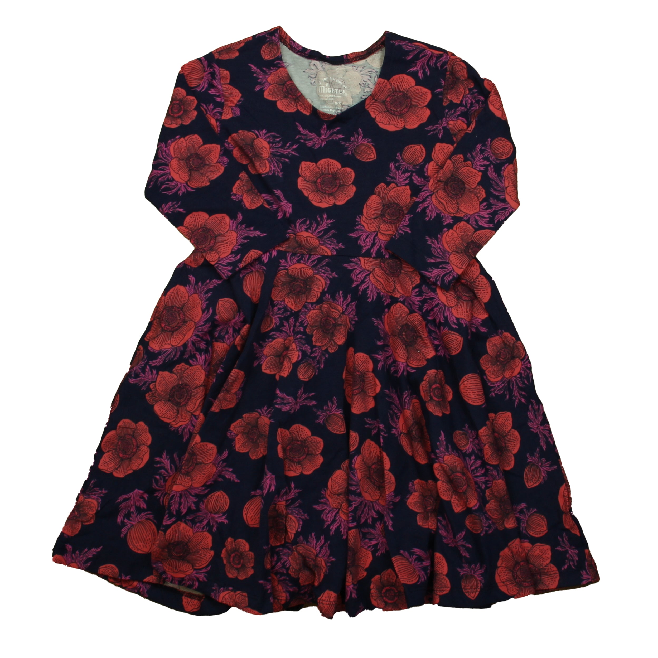 Pre-owned Navy Floral Dress size: 6-7 Years