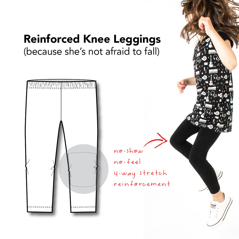 Kids Leggings: Organic Cotton Rebel Girls Reinforced Knee Legging