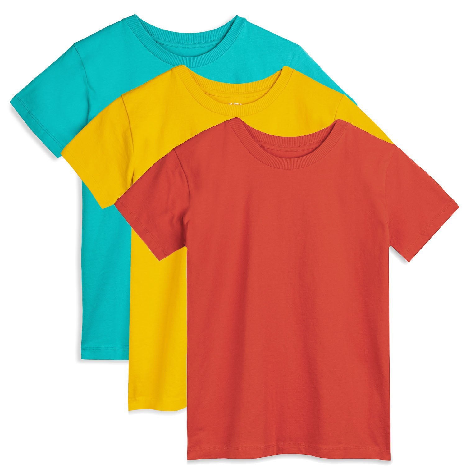 Organic Cotton Kids Shirts - Relaxed Fit Tee 3 Pack - Mixed Brights ...