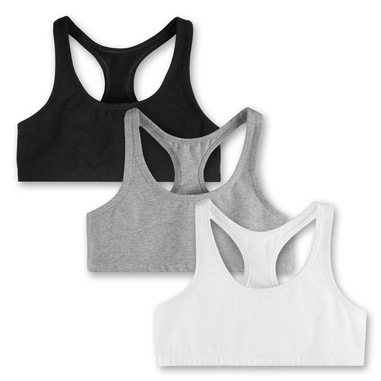  INNERSY Girls Sports Bras Comfortable Cotton Little Girls  Training Bras 3 Pack (Small, Black+Grey+White),Little kid: Clothing, Shoes  & Jewelry