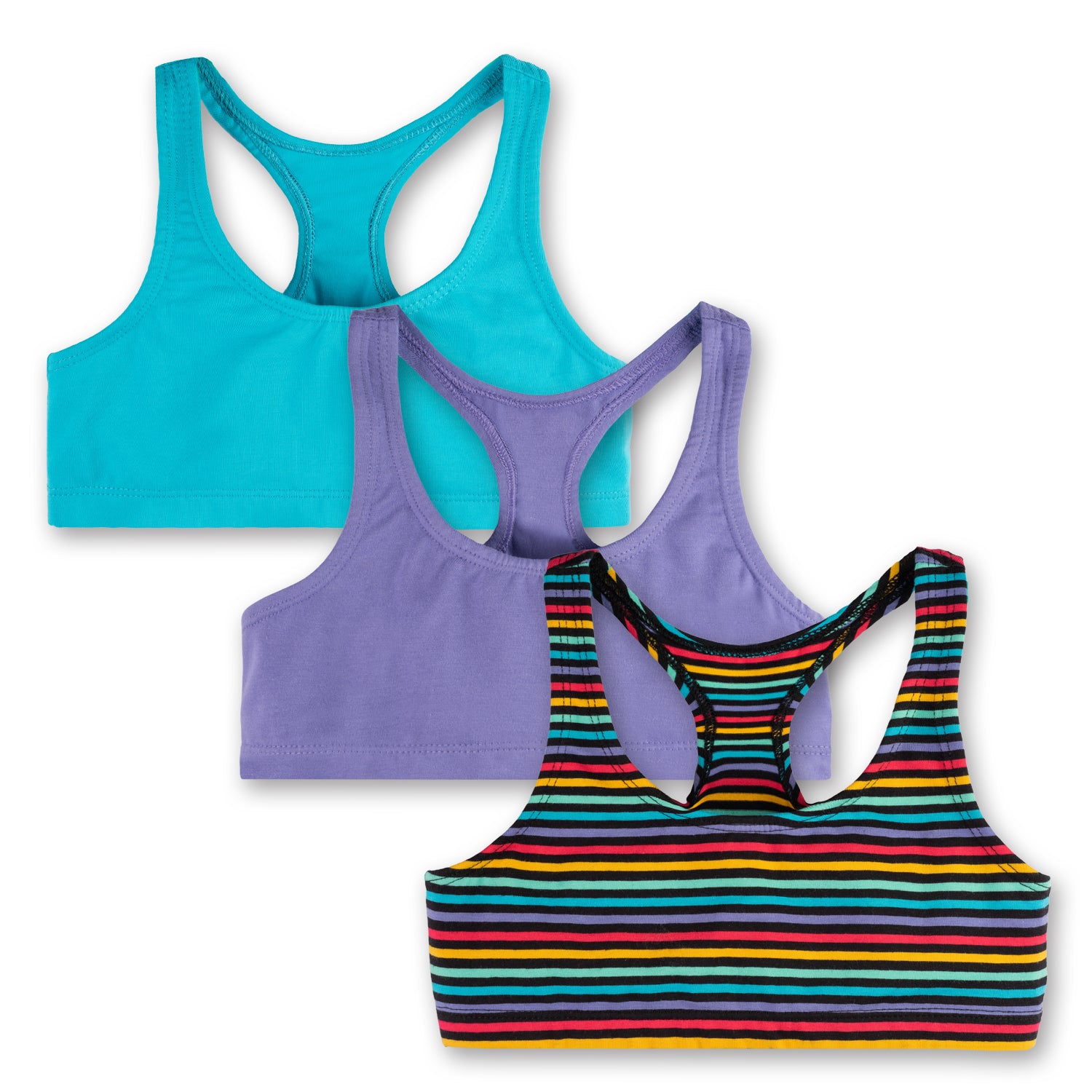 Fruit of The Loom Women's Built-up Sports Bra 3 Pack Multicolor