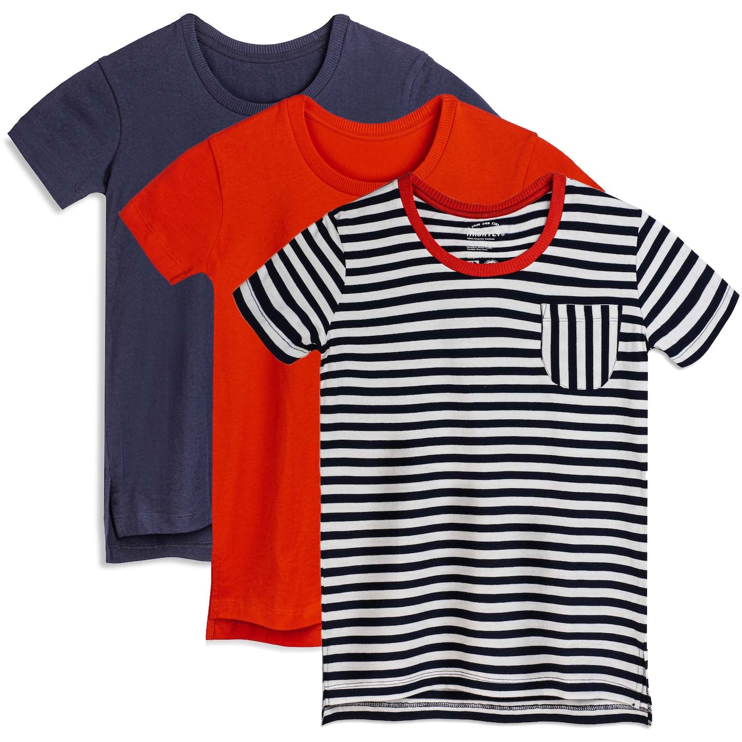 Organic Cotton Kids Shirts - 3 T-Shirts Pack - Extended Length Mightly